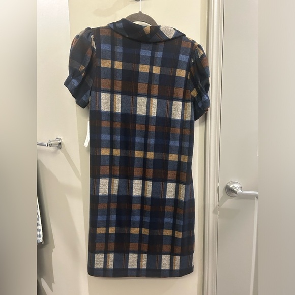 Jessica Howard Sweater Dress Short Sleeve Petite Large Plaid Turtleneck Academia - Picture 2 of 11